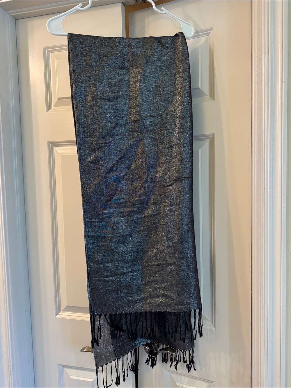 Metallic Black Fringe Scarf